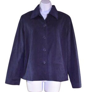 VTG Renfrew Navy Blue Faux Suede Blazer Size M Classic Dress Coat Old Money Chic